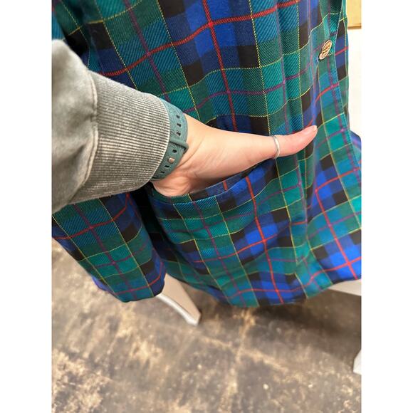 Leslie Fay Plus Size 80s Tartan Blue Green Plaid Blazer Size 18 - Picture 8 of 11